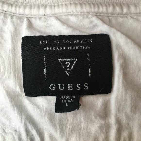 GUESS LONG SLEEVE SHIRT/SWEATSHIRT MENS WHITE AND GREY QUILTED SHOULDERS SIZE L - Picture 9 of 11
